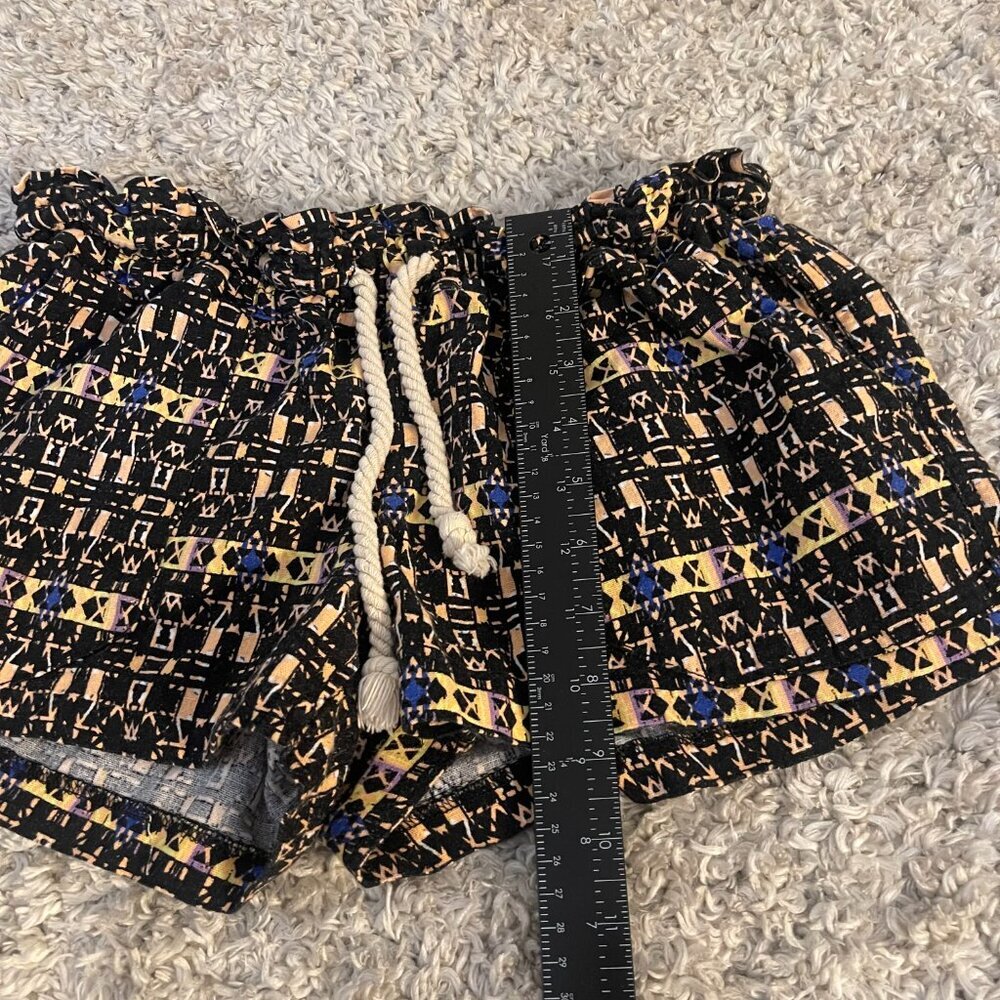 Roxy Linen Blend Boho Print Beach Shorts XL Elastic Waist Drawstring - Picture 3 of 8